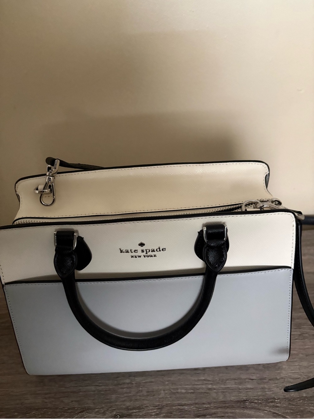 kate spade Cream, Light Gray & Black Colorblock Satchel
